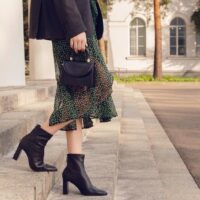 midi skirts with ankle boots