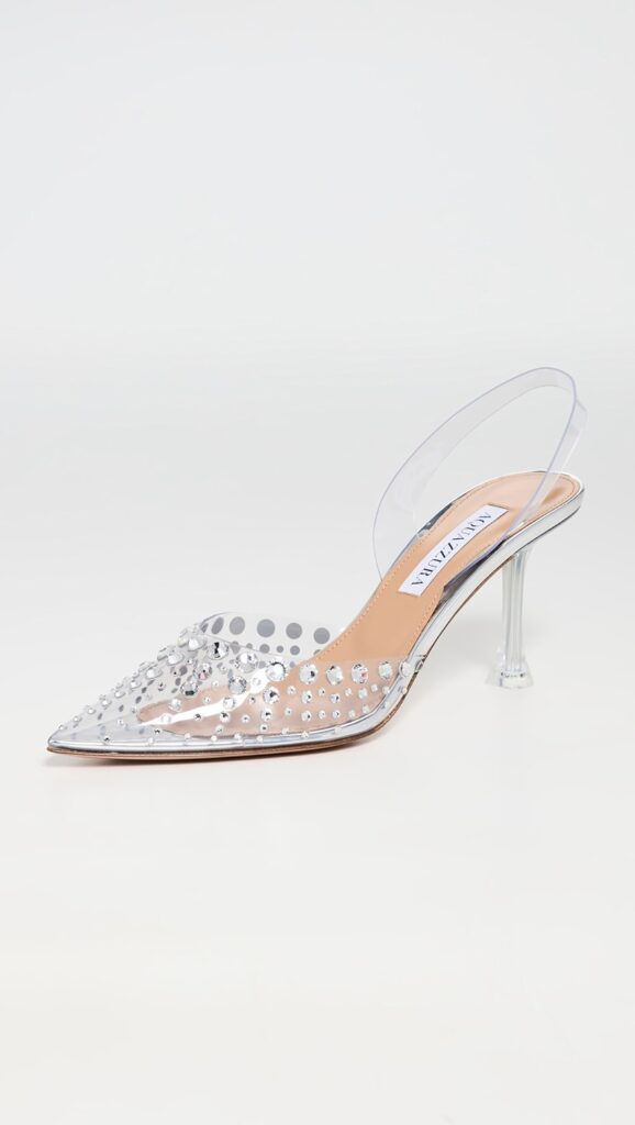 Aquazzura Starburst Sling 75, Silver, 8.5