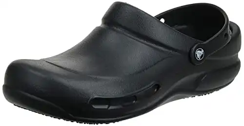 Crocs Unisex Adult Men’s and Women’s Bistro Clog | Slip Resistant Work Shoes , Black, 12 Women 10 Men US