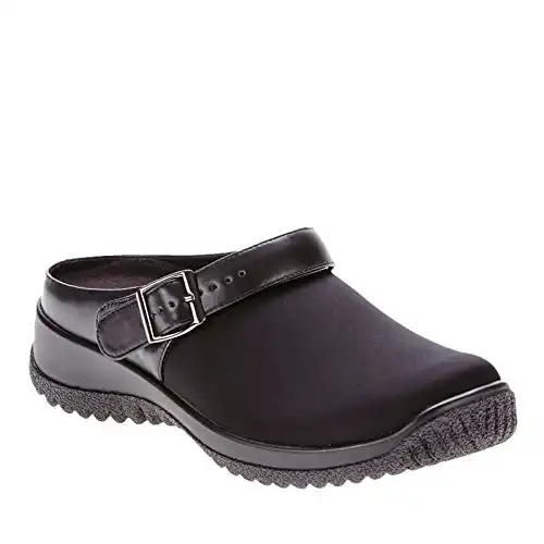 Drew Savannah Women's Casual Slip-On Comfortable Clog with Adjustable Strap Black/Stretch US 8.5 W