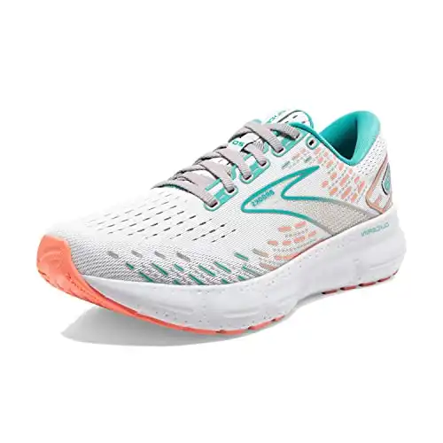 Brooks Glycerin 20 Lightweight Sneakers for Women - Durable and Breathable Air Mesh Upper Offers A Secure Fit Oyster/Latigo Bay/Coral 6 D - Wide