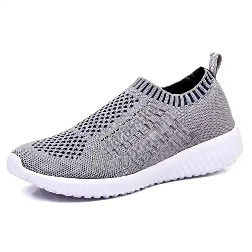 TIOSEBON Women's Slip On Walking Tennis Shoes Casual Mesh-Comfortable Work Workout Running Sneakers 6 US Gray