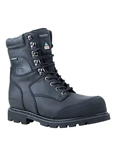 RefrigiWear Mens Platinum Leather Warm Insulated Waterproof Puncture Resistant Non-Slip Work Boots (Black, Size 10.5)