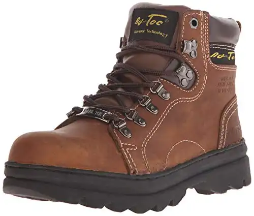 Ad Tec 6in Steel Toe Laceup Leather Work Boots for Women - Soft Padded Collar, Oil and Slip Resistant Outsole Brown