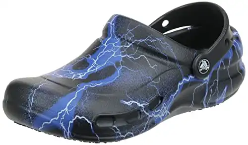 Crocs Unisex Adult Men's and Women's Bistro Clog | Slip Resistant Work Shoes, Black/Lightning, 8 US