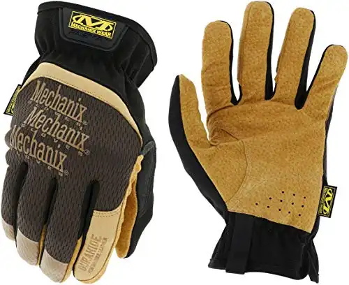 Mechanix Wear: Durahide Leather FastFit Work Glove with Elastic Cuff for Secure Fit, Utility Gloves for Multi-Purpose Use, Abrasion Resistant, Safety Gloves for Men (Brown, Small)
