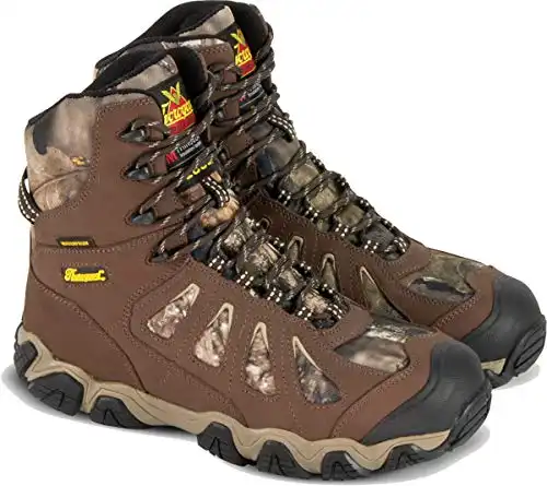 Thorogood Crosstrex 8” Insulated Waterproof Hiking Boots for Men - Premium Breathable Leather and Mesh with Mossy Oak Break-Up Country Camo and Traction Outsole, Brown/Mossy Oak - 13 W US