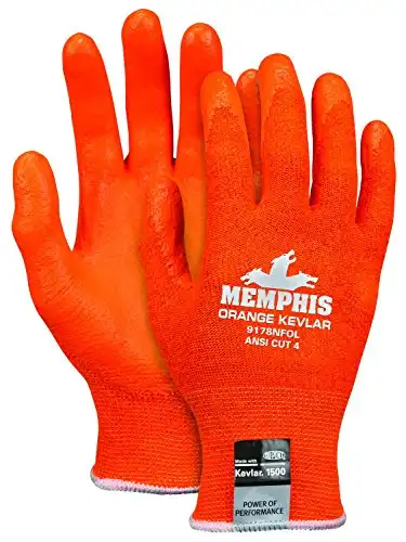 MCR Safety 9178NFOXL Memphis Kevlar 13 Gauge, Hi-Vis DuPont Kevlar Shell, Nitrile Foam Palm Gloves (1 Pair), Orange, X-Large