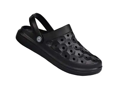 Joybees Varsity Clog - Comfortable Slip-on Water Friendly Athletic Clog for Women and Men - Black - Women's Size 8 / Men's Size 6