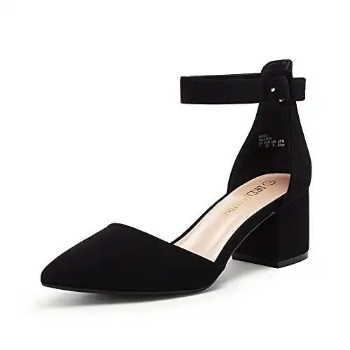 DREAM PAIRS Women's Annee Black Nubuck Low Heel Pump Shoes - 9 M US