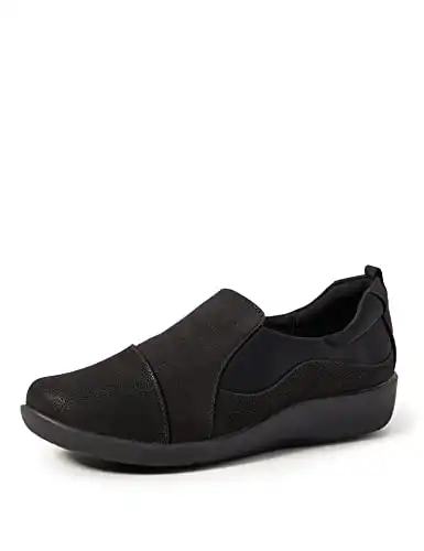 Clarks Women's CloudSteppers Sillian Paz Slip-On Loafer, Black Synthetic Nubuck, 6 M US