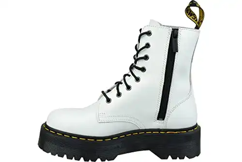 Dr. Martens, Jadon 8-Eye Leather Platform Boot for Men and Women, White Smooth, 7 US Women/6 US Men