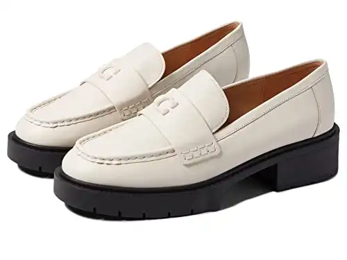 COACH Leah Leather Loafer Chalk 9 B (M)