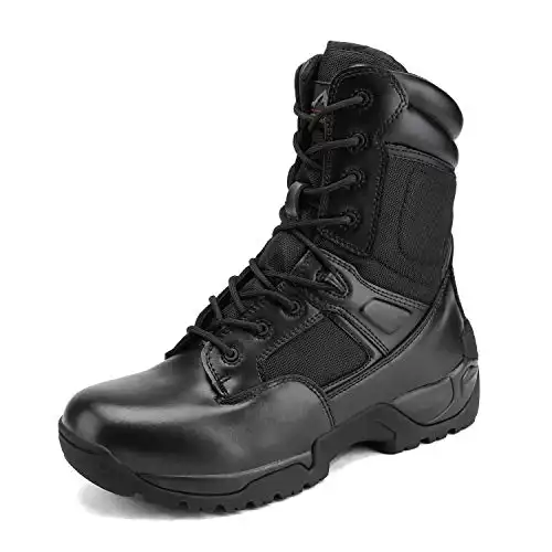 NORTIV 8 Men's Military Tactical Work Boots Side Zip Hiking Motorcycle Combat Bootie Black Size 12 M US Response