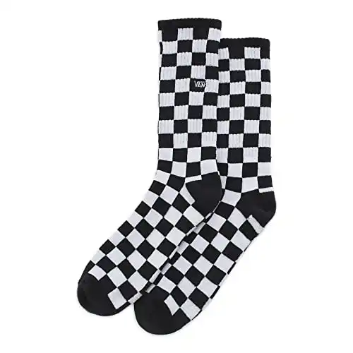 Vans Men's Crew Socks, Black/White Checkerboard, Size 6-9.5