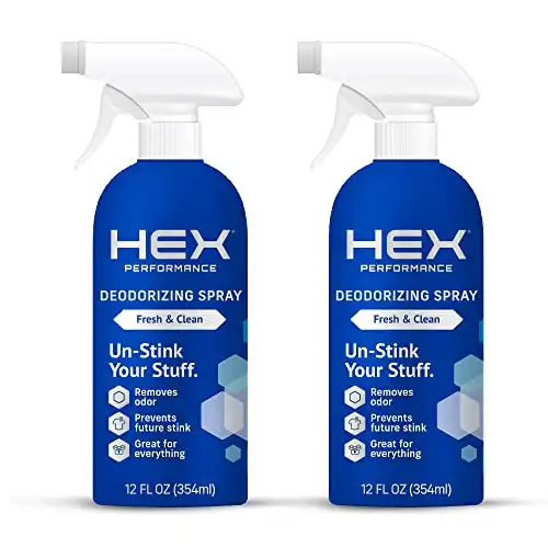 HEX Performance Deodorizing Spray, Fresh & Clean, 12oz (Pack of 2) - Awesome for Shoes, Gear & Workout Mats
