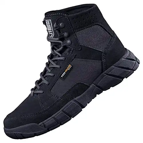 FREE SOLDIER Men's Tactical Boots 6 Inches Summer Lightweight Breathable Desert Boots with Thin Durable Fabric(Black, 8 US)