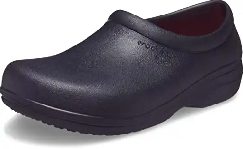 Crocs Unisex Men's and Women's On The Clock LiteRide Clog | Slip Resistant Work Shoes, Black, 5 US