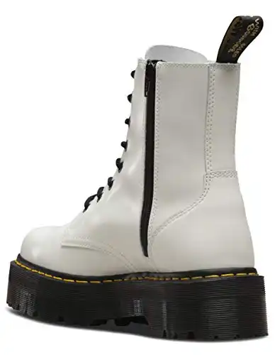 Dr. Martens Unisex Jadon 8-Eye Smooth Leather Platform Boots, White Polished Smooth, 10 US Women/9 US Men