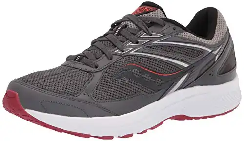 Saucony Men’s Cohesion 14 Road Running Shoe, Charcoal/Red, 12