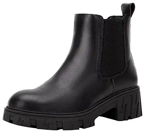 Jeossy Women's 9620 Black Chelsea Boots, Ankle Boots Women, Fashion Lug Sole Platform Chunky Heel Elastic Slip-on Booties Size 8(DJY9620 Black 08)