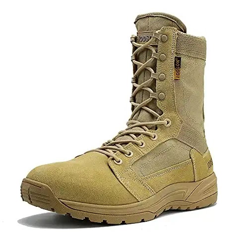 Men's Ultralight Combat Boots, Breathable Military Boots, Special Force Training Shoes, Shock-Absorbing Tactical Boots,8 Inches Lightweight Work Boots,Desert Boots,hiking boots (7.5D(M) US, Beige...