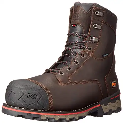 Timberland PRO Men's 8 Inch Boondock Comp Toe Waterproof INS 1000 Work Boot, Brown Tumbled Leather, 11 W US
