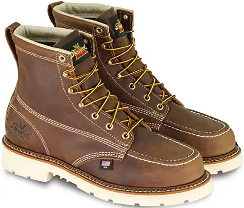 Thorogood American Heritage 6” Steel Toe Work Boots for Men – Full-Grain Leather with Moc Toe, Slip-Resistant Heel Outsole, and Comfort Insole; EH Rated, Trail Crazyhorse – 10.5 D US