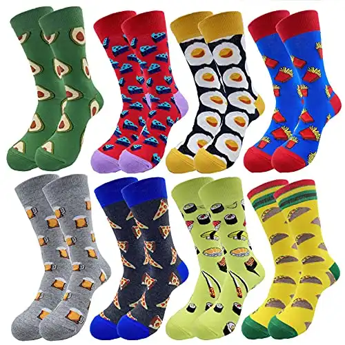 rockbottom Men's Fun Set Dress Socks-Colorful Funny Novelty Cotton Funky Crew Socks Pack,Art Socks (023-Green sushi), 8
