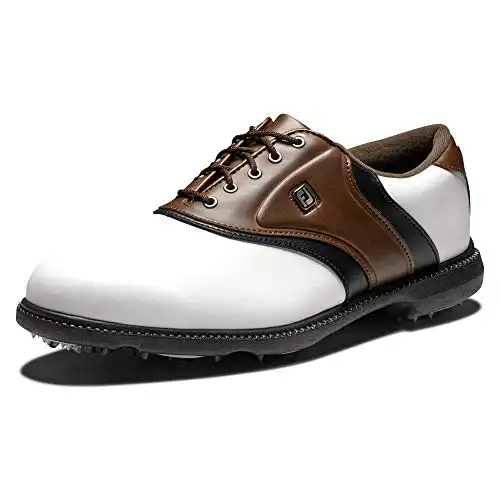 FootJoy Men's Fj Originals Golf Shoes, White/Brown, 8 Wide
