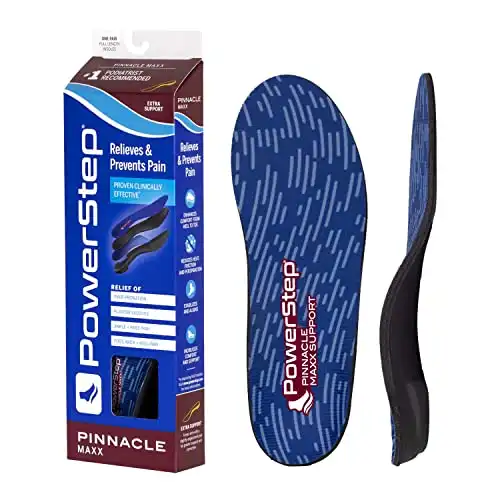 Powerstep Pinnacle Maxx Insoles - Over-Pronation Corrective Orthotic Inserts for Maximum Stability - Plantar Fasciitis Relief, Heel & Foot Pain Relief & Arch Support Insoles (M 4-4.5, F 6-6.5)