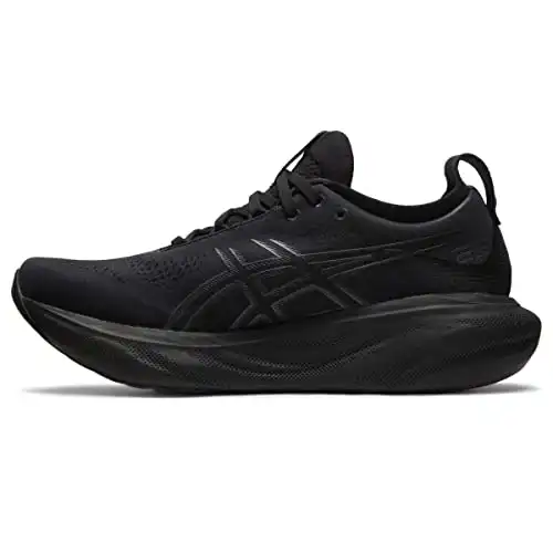 ASICS Men’s Gel-Nimbus 25 Running Shoes, 12, Black/Black