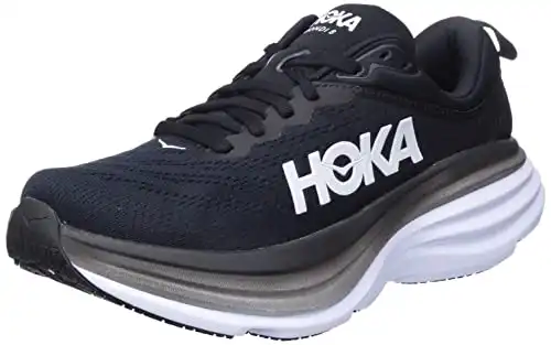 HOKA ONE ONE Bondi 8 Womens Shoes Size 8, Color: Black/White