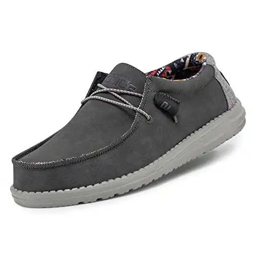 Hey Dude Men's Wally Recycled Leather Quarry Size 13 | Men’s Shoes | Men's Lace Up Loafers | Comfortable & Light-Weight
