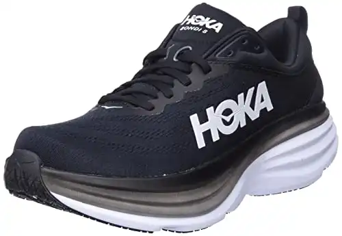 HOKA ONE ONE Bondi 8 Wide Mens Shoes Size 11, Color: Black/White