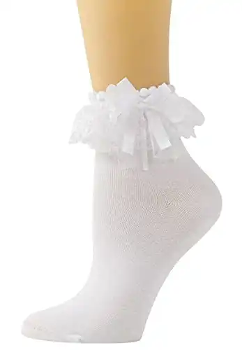 SEMOHOLLI Women Ankle Socks,Lace Ruffle Frilly Comfortable Princess Socks Lace Socks