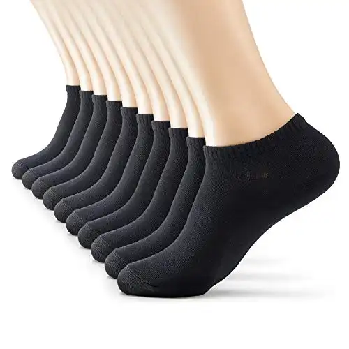 MONFOOT Women's and Men's 10-Pack Thin Cotton Low Cut Ankle Socks Black