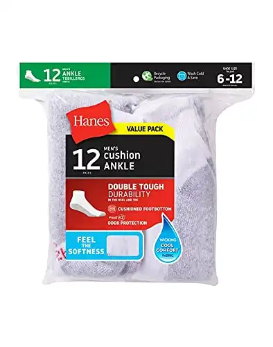 Hanes Men's 12 Pack Ankle Socks - White - 10-13