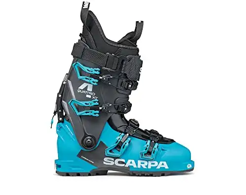 SCARPA Men's 4-Quattro XT 130 Flex Freeride Alpine Touring Ski Boots with GripWalk for Backcountry and Downhill Skiing - Ocean Blue - 25.5