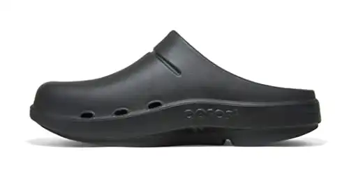 OOFOS Unisex OOcloog, Black - Men’s Size 8, Women’s Size 10 - Lightweight Recovery Footwear - Reduces Stress on Feet, Joints & Back - Machine Washable