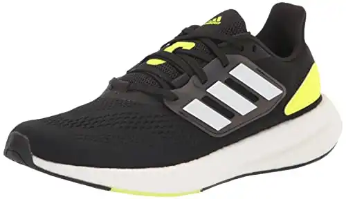 adidas Men's Pureboost 22 Running Shoe, Black/White/Solar Yellow, 10
