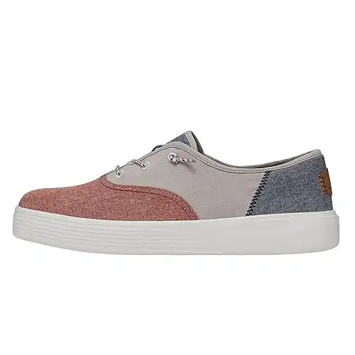 Hey Dude Conway Craft Linen Red/White/Blue Men's 10 & Women's 12 | Unisex Sneakers | Unisex Slip On Shoes | Comfortable & Light-Weight
