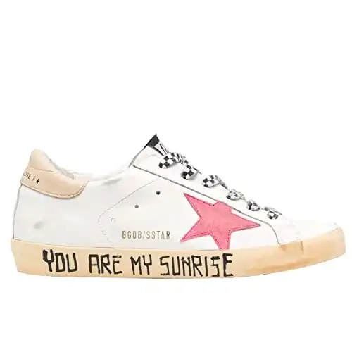 Golden Goose Super-Star Leather Upper Suede Star Signature Foxing Womens Sneakers-36 White