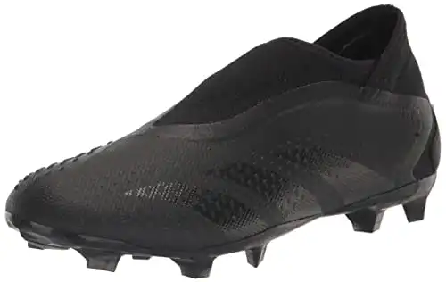 adidas Unisex Predator Accuracy.3 Firm Ground Soccer Shoe, Black/Black/White (Laceless), 4 US Men