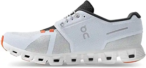ON Men's Cloud 5 Push Sneakers, White/Flame, 9