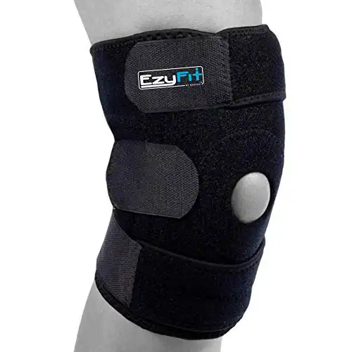 EzyFit Knee Brace Support Dual Stabilisatoren & Open Patella - einstellbare atmungsaktive Neopren für ACL Meniskus Riss Verletzung Recovery Comfort Fit-Schwarz / Blau, Extra groß - 16" - 24"