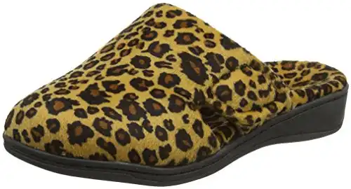 Vionic Frauen Gemma Mule Slipper - Komfortable Spa Hausschuhe, die drei-Zonen-Komfort mit orthopädischen Einlegesohle Bogen Unterstützung, weiche Hausschuhe für Damen Tan Leopard 5 Medium US enthalten