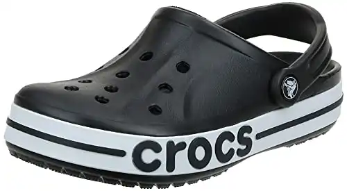 Crocs Unisex-Adult Bayaband Clogs, Black/White, 7 Men/9 Women
