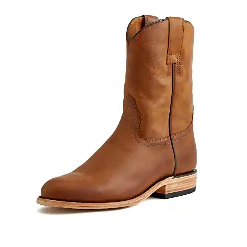 Rhodes Footwear Men’s Leather Roper Boots, Round Toe & Low Heel