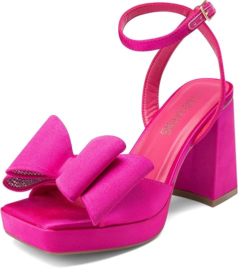 Hot pink chunky heels